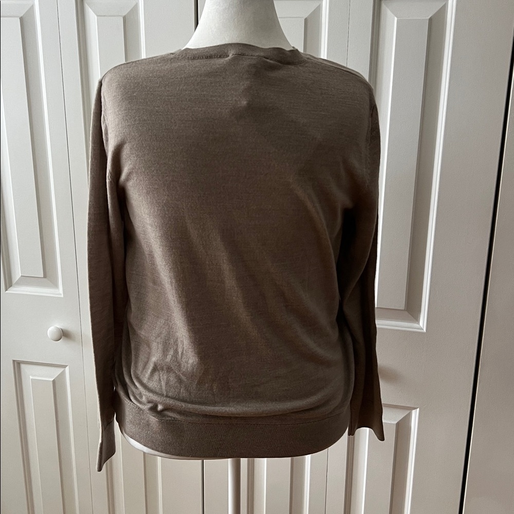 Katherine Barclay Lightweight Crewneck Sweater in Taupe Brown - Picture 3 of 4
